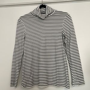 Zara blue and white striped mock turtleneck